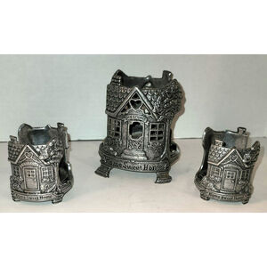 Carson Pewter 1996 “HOME SWEET HOME” Candle Holder Set